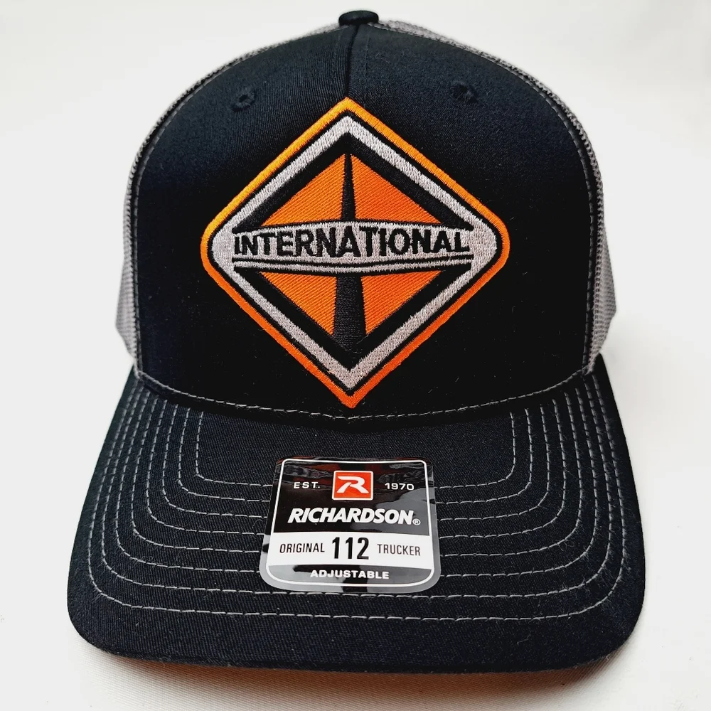 International Tractor Richardson 112 Trucker Mesh Snapback Cap Hat Black